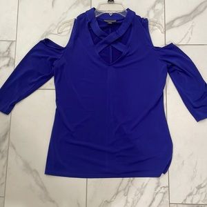 Royal blue cold shoulder top
